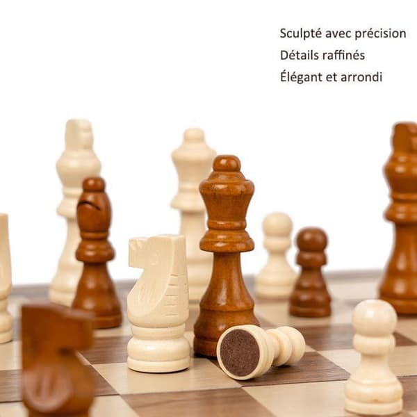 Schack- och damset - Fällbart schackbräde - Magnetiskt - Sapiumträ - 2 i 1 (schack & dam)