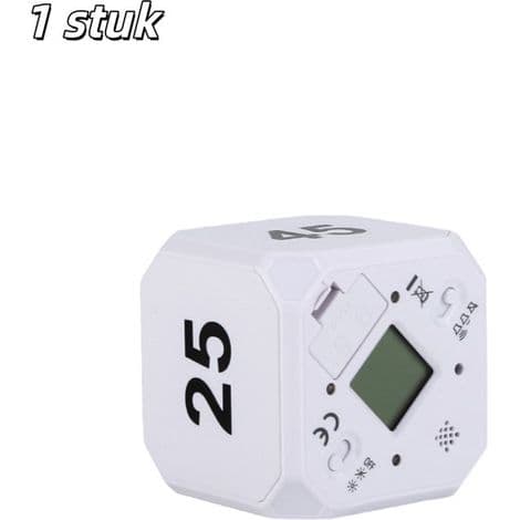 Rubiks kubtimer - 5-15-25-45 minuter - Idealisk för läxor, matlagning och tidsåminnelser - Batterier ingår ej - Vit