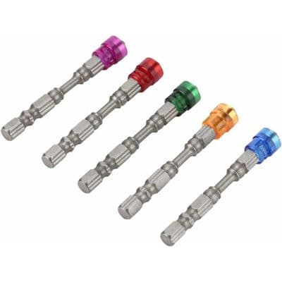 S2 Skruetrækkerbits, 5 stk., Magnetisk Phillips Hoved PH2, Adaptere med Magnet og Dybdestop (Farve)