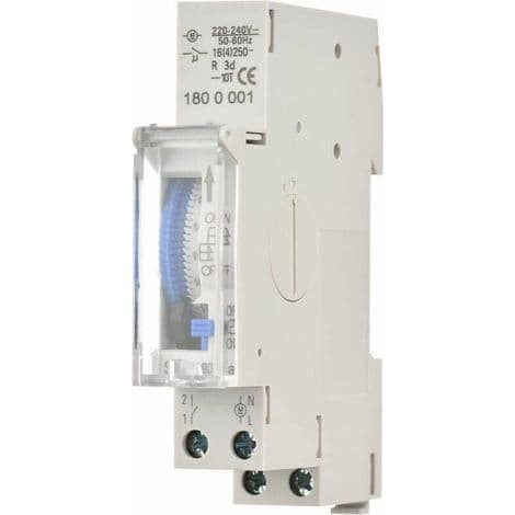 24-timmars mekanisk timer, 15-minuters timer, skenmontering, integrerat batteri, SUL180a, AC220-240V