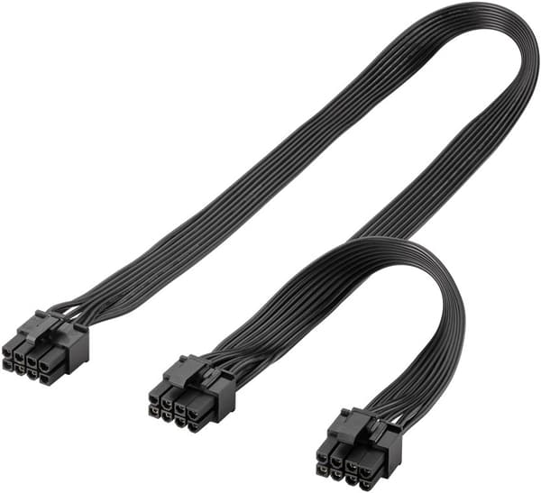 Strømkabel 8-pin hann til dobbel 6+2 hann for PCIe