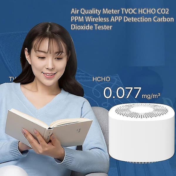 Digital CO2-måler Gasdetektor CO2-sensor Luftkvalitetsmonitor Formaldehyd Tvoc Kuldioxid Trådløs App Luftanalysator