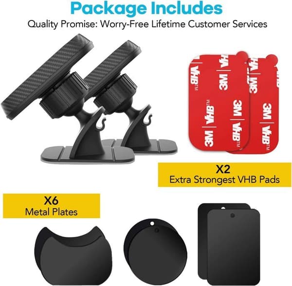 [2-pack] APPS2Car Magnetisk Telefonhållare, Universell Stark Grepp Telefonhållare, Super