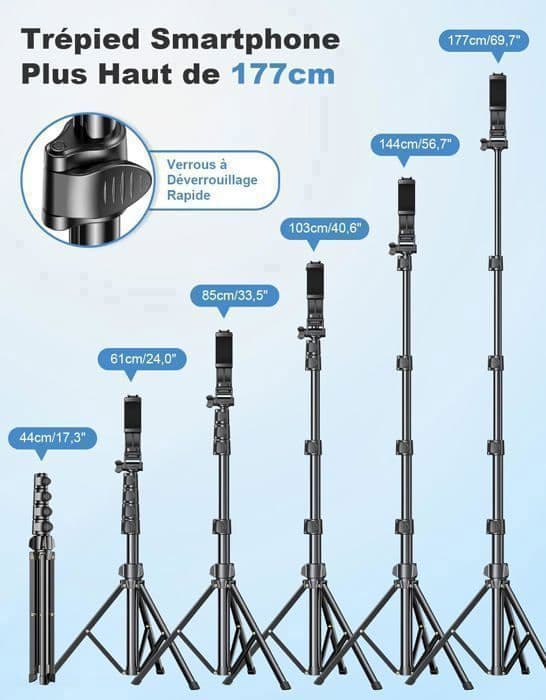 Smarttelefonstativ - MARSEE - Bærbart 170 cm - Aluminium - Fjernkontroll - Sklisikkert