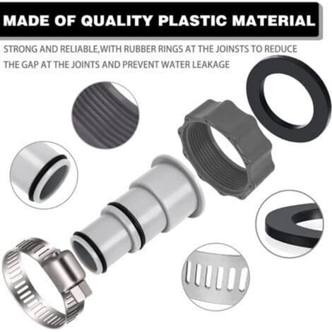 2-delt poolslangeadapter, adapter til Intex pools, slangeadapter til andet pooltilbehør, pooltilbehør slangeadapter, Ø 32 og 38 mm