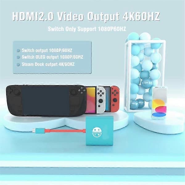 3-i-1 bærbar Switch TV-dokkingstasjonadapter for /OLED/ Støtte Switch TV-modus