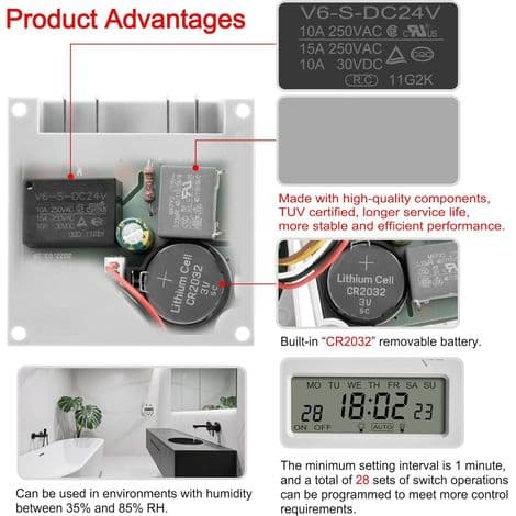 CN101A DC 12V 16A SPST Digital Programmerbar Flydende Krystal Skifterelæ