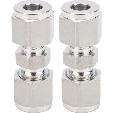 Stykker 316 rustfrit stål kompressionsfitting, dobbeltring lige adapter til rør (8 mm diameter)