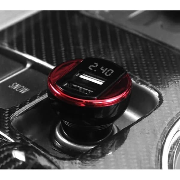 Biloplader - SNAKIOX - 2 USB-porte - Aluminiumslegering - LED Digital Voltmeter - Hurtig opladning