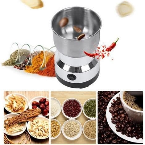 Elektrisk kaffekværn og blender til kaffebønner, hørfrø og andre krydderier - rustfrit stål 26@