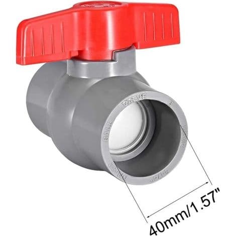 40 mm PVC kuleventil for vannforsyningsrør, skyvekobling, grå, 2 stk.