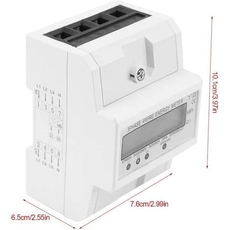 Trefas 4-ledare 80A elmätare – 3 x 20 digital LCD – DIN-skenmontering – Klass 1 noggrannhet IEC62053