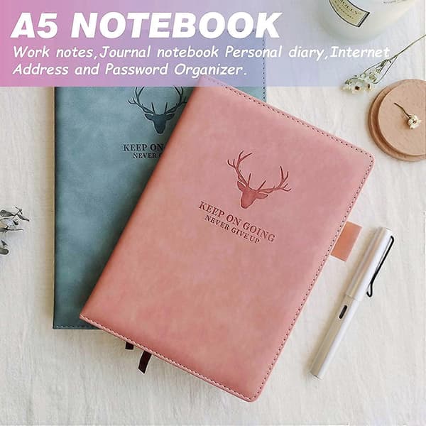 A5 Læder Notesbog med Linjer Elegant Forretnings Notesbog/Blok, Journal Notesbog med Penholder, 180 Ark Papir Perfekt til Kontor Skole Hjem