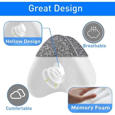 Ben- och knäkudde för sidosovare, ergonomisk, tillverkad av minnesskum, stöder ben, knän och rygg (Grå)