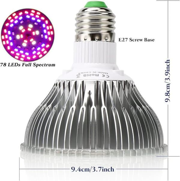 50W 78LED vækstpære E27 til planter med 7 bølgelængder AC 85-265V