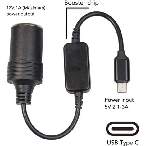 5V USB C han til 12V bil cigarettænder hun adapter konverter til bil elektronisk tilbehør 11,8 tommer