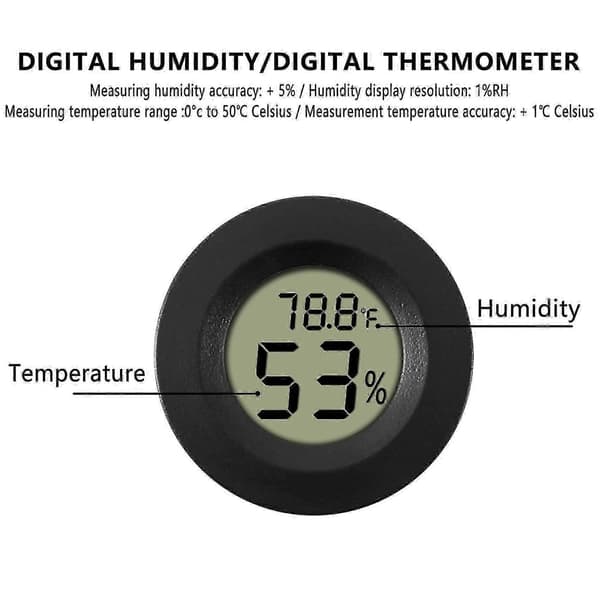 5-pak Hygrometer Termometer Digital LCD Skærm Fugtighedsmåler til Luftfugtere Affugter - JZ