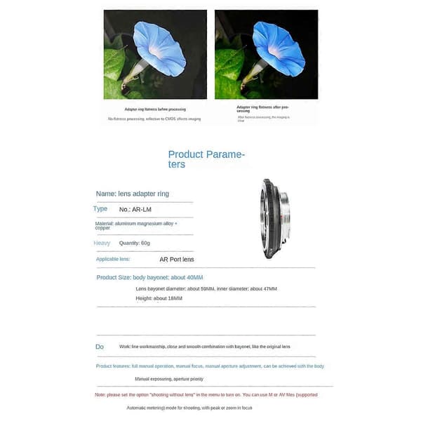 AR-LM Objektiivin Sovitinrengas KONICA Konica AR Port Objektiiveille