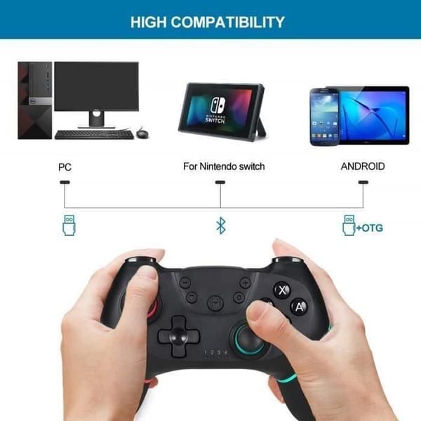 Nintendo Switch trådløs kontroller, Bluetooth Pro Gamepad, Switch Joystick med oppladbart batteri