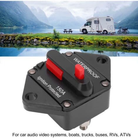 32V DC effektbryter med manuell tilbakestilling, vanntett, for bil, båt, lastebil, buss, bobil, firehjuling, 150A