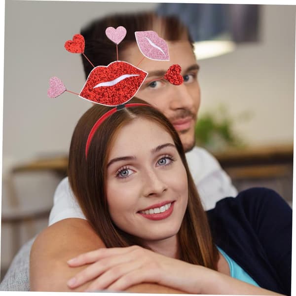 2 stk. Romantiske Hjerteformede Hårbånd til Valentinsdag Glitter Hjerte Hårbånd Dame Fest Bryllup Tilbehør