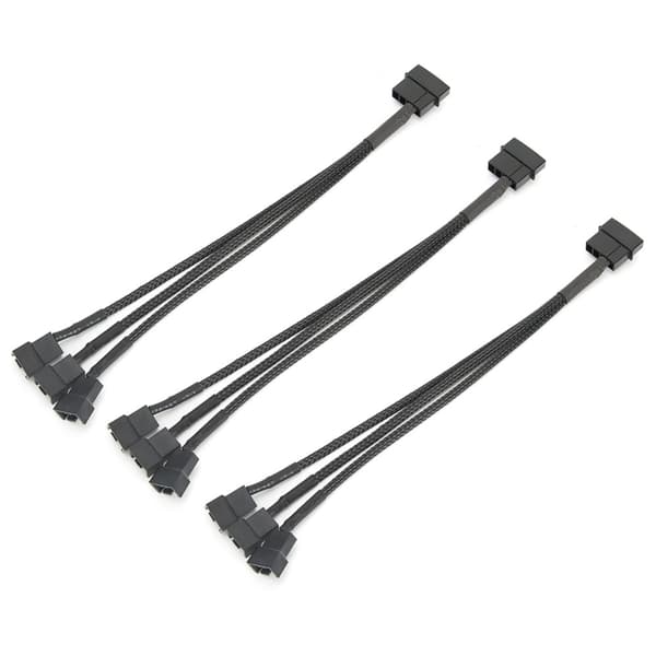 Radiator Køleventilator Splitter Strømadapterkabel - 3 stk, 3-port, 4p til 4pin Kabelledning