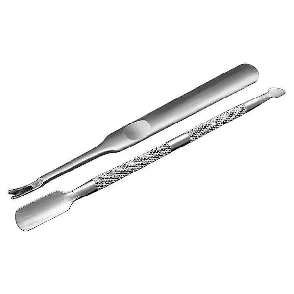 2 st Rostfritt Stål Dubbelsidig Nagelbandsskjutare Nagelbandstrimmer Set Död Hud Förhårdnadsborttagare Trimmer Kit Halkfritt Manikyr Pedikyr Verktyg