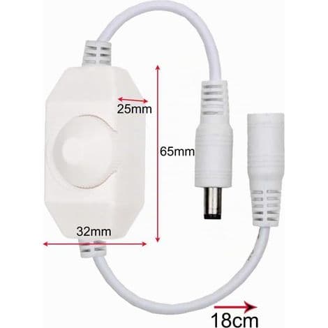 Sett med 3 LED-lysbånddimmere DC12V-24V, PWM roterende kontroller, inline dimmer for LED-lyslenker, julelys
