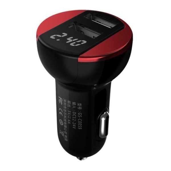 Biloplader - SNAKIOX - 2 USB-porte - Aluminiumslegering - LED Digital Voltmeter - Hurtig opladning