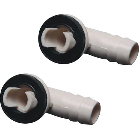 Universal afløbsfitting til aircondition (pakke med 2) — Albueforbindelse til udendørs enheds afløbsslange — Nem installation — Fittingstørrelse: ca. 1,5