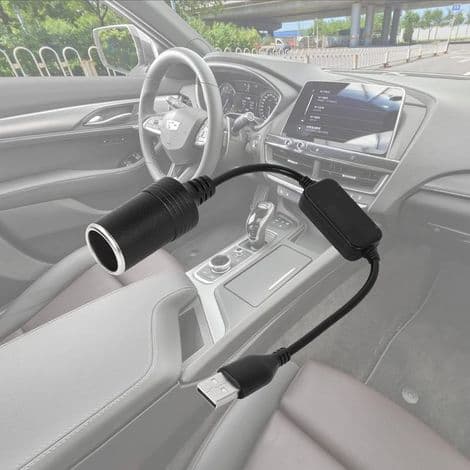 USB A han til 12V hun cigarettænder adapterkabel til dashcam, elektronisk hund