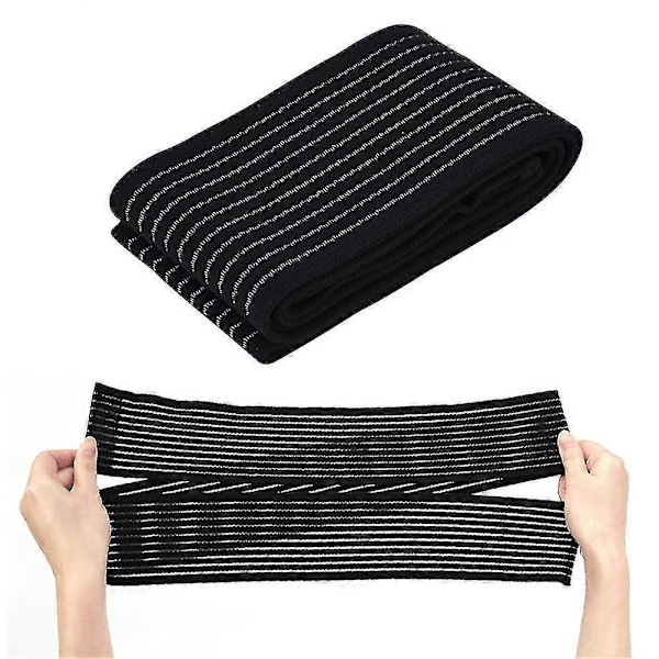 Svart Hög Elasticitet Vad Lårstöd Knäskydd Kompressionslinda Stödbandage