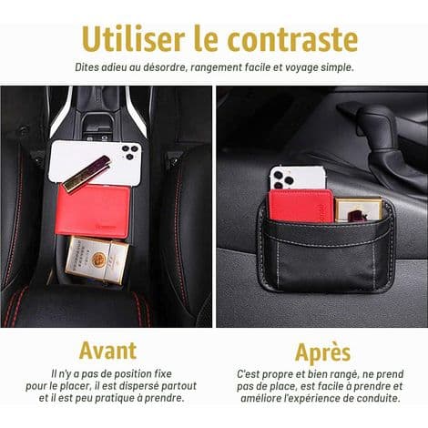 Bilsæde Side Organizer, Mini Læder Bilsæde Organizer, Sidelomme Opbevaring til Bildokumenter, Mapper, Telefon, Nøgler, Valuta (Grå)