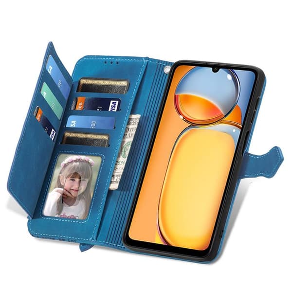 SZY Deksel - Xiaomi Redmi 13C/POCO C65 - PU-skinn - Sammenleggbart stativ - Støtsikkert