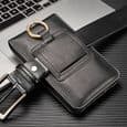 Herrebæltehylster, læderbæltetaske til mobiltelefon, universel pasform (sort)