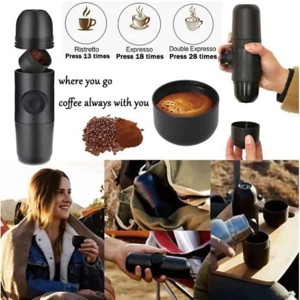 Bærbar reisekaffetrakter - Mini Manuell - Svart - Espresso