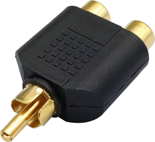 RCA Y-splitteradapter, forgyldt 1 RCA han til 2 RCA hun, lydvideostik, AV-lydvideokonverter (5-pak)