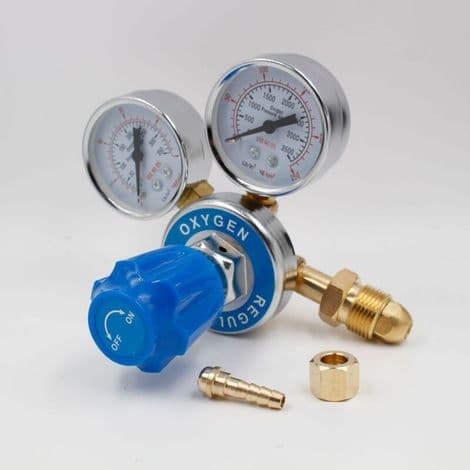 Mellemstor messing trykregulator, messing ilt trykregulator, G5/8 gevind, 0-2.5/0-25(MPa)