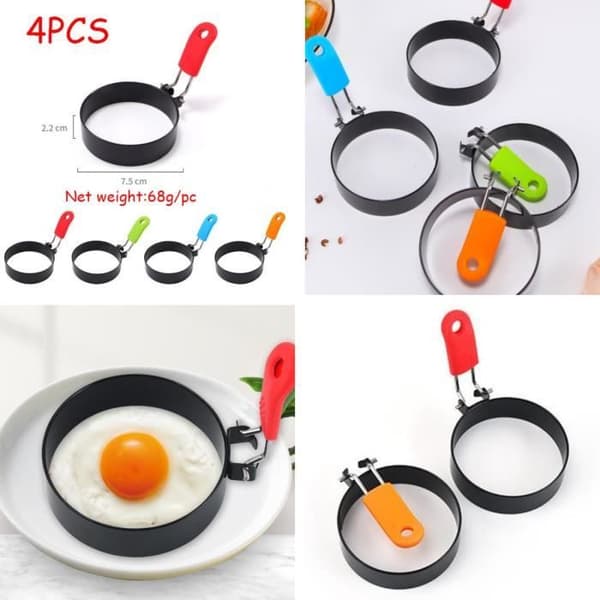 Äggform - Non-stick - Rostfritt stål - 4 delar - Rund - Blandade färger