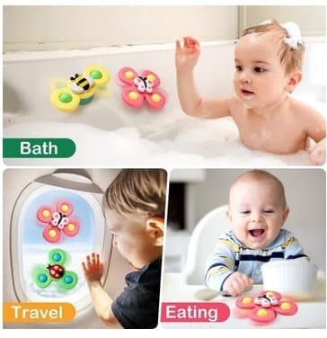 3 kpl Pyörivä Fidget Spinner imukupilla vauvalle/lapselle - Pyörivä lelu