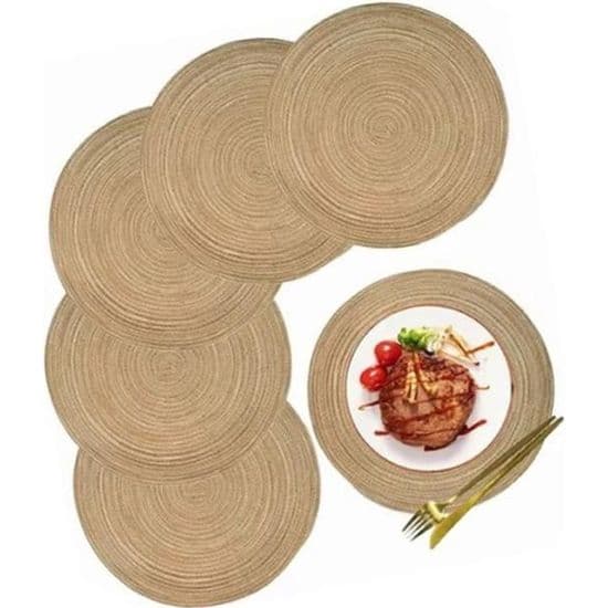 Runde dekkebrikker - QIILU - 30 cm - Sklisikker - Varmeisolasjon - Sett med 6