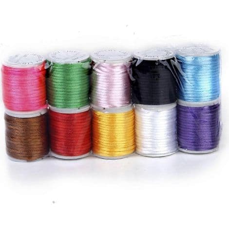 10 tråde 2 mm nylontråd til håndstrik og perler (tilfældig farve)