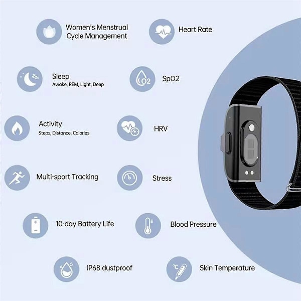 2208A Smart Armband Puls Blodtrycksmätare Svart Grå
