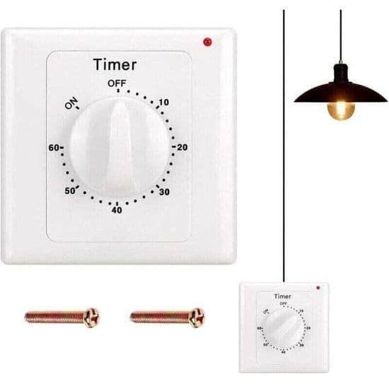 Nedtellingstimerbryter - ZOR® - 60-minutters timer - Vannbestandig - 86x86 mm
