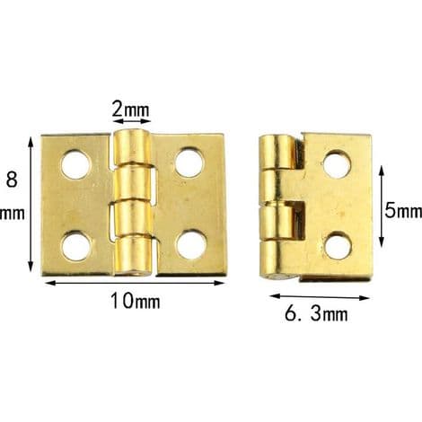 50 mini hængsler, små hængsler, mini messing hængsler, miniature hængsler og 200 skruer