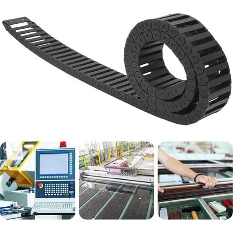 1m Nylon PA66 Kabelkæde, Høj Varmebestandighed og Robusthed, Sort, til CNC-maskiner