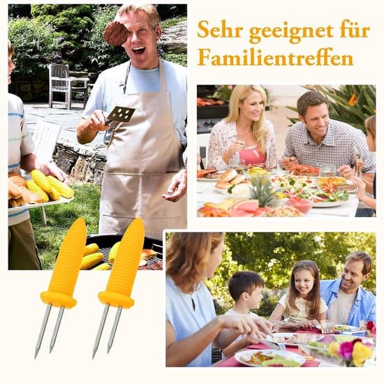 10-delt grill-/gaffelsett i rustfritt stål for mais – dobbelthodet