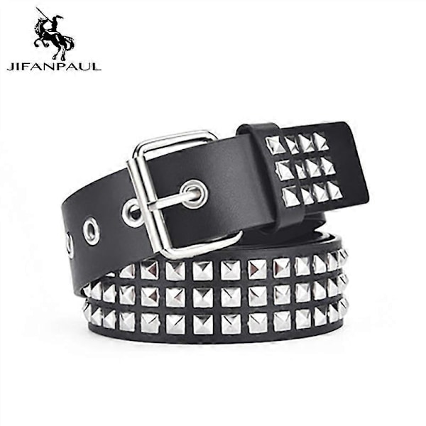 JIFANPAUL 2023 nytt fyrkantigt pärlnitbälte metall pyramidbälte män och kvinnor punk hardware jeansbälte designerbälte kvinnobälten