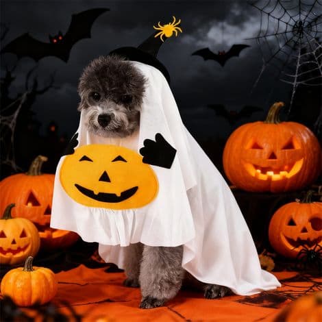 Gresskar- og spøkelses-Halloweenkostyme for hunder M