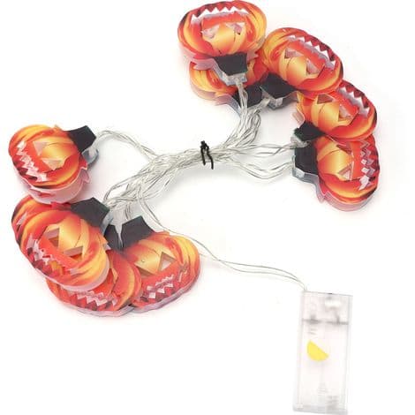 Halloween lyslenke, 10 batteridrevne LED-lys for gresskarpynt